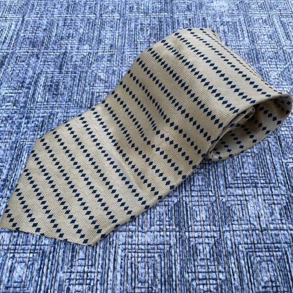 Van Heusen Men Tie Gold/Blue Tone Men Neck Tie Classic Ties 100% silk Handmade - Picture 8 of 9